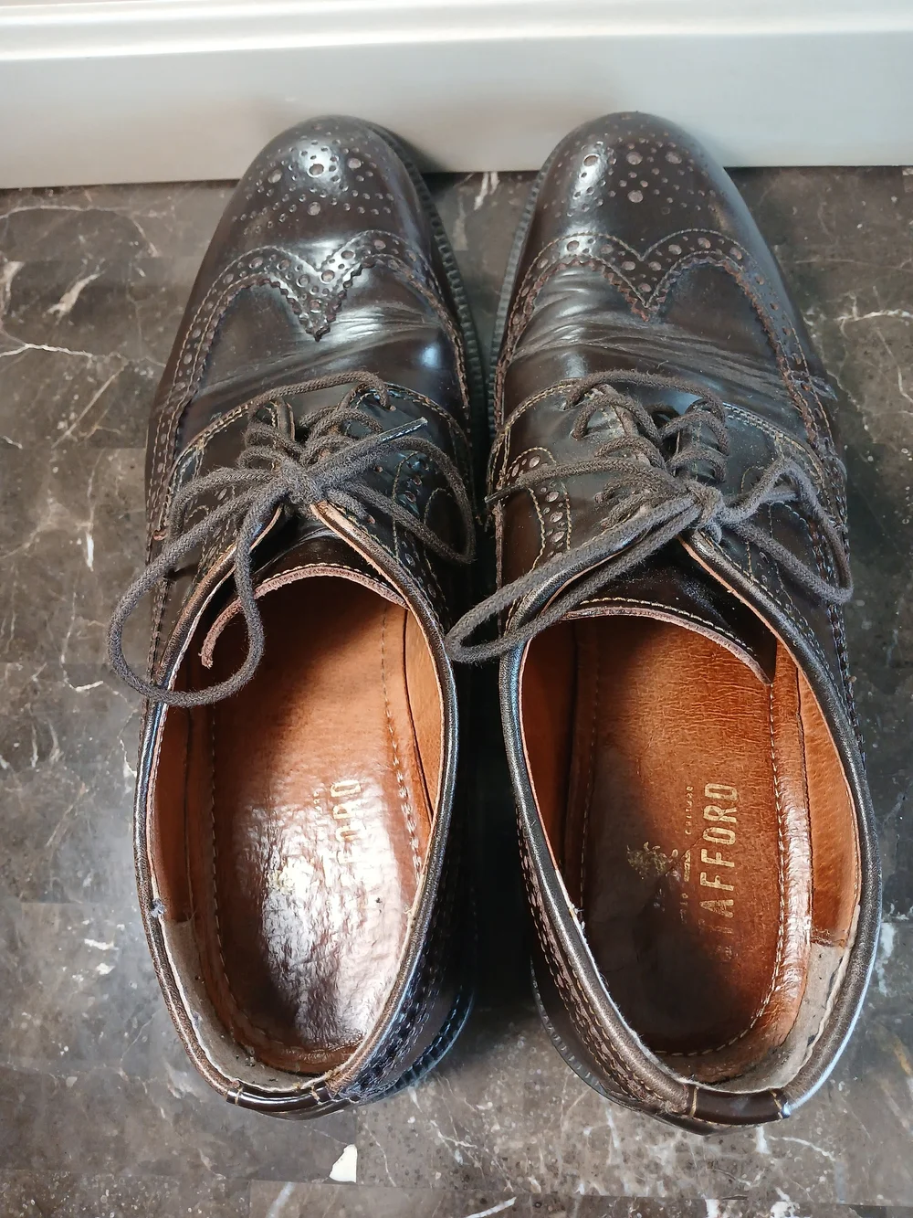 Stafford Brown Leather Wingtip Oxfords